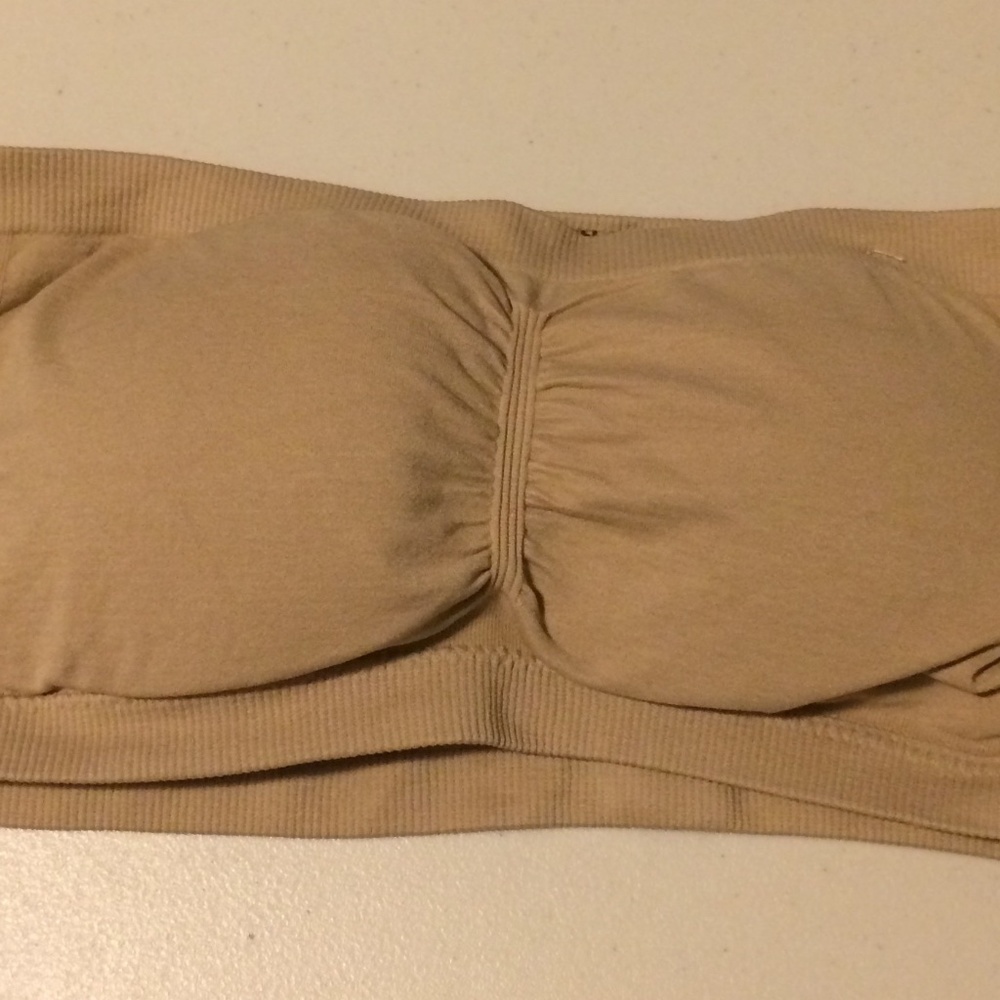 New Strapless Bra Padded Removable Tube Top Style Shaped Cups Beige Medium/Large